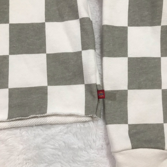 NWT DICKIES grey white red checker crop hoodie Sm - Picture 10 of 16